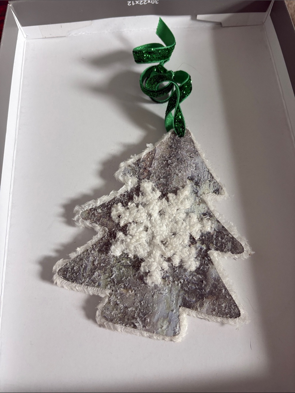 Holiday Tree Ornament with Green Ribbon